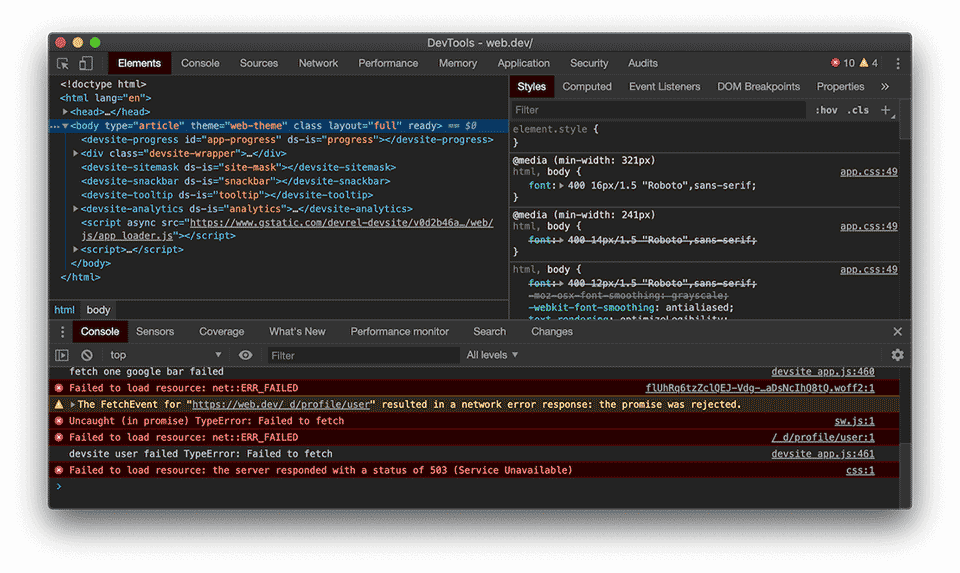 Темный режим Dev Tools Темный режим Dev Tools