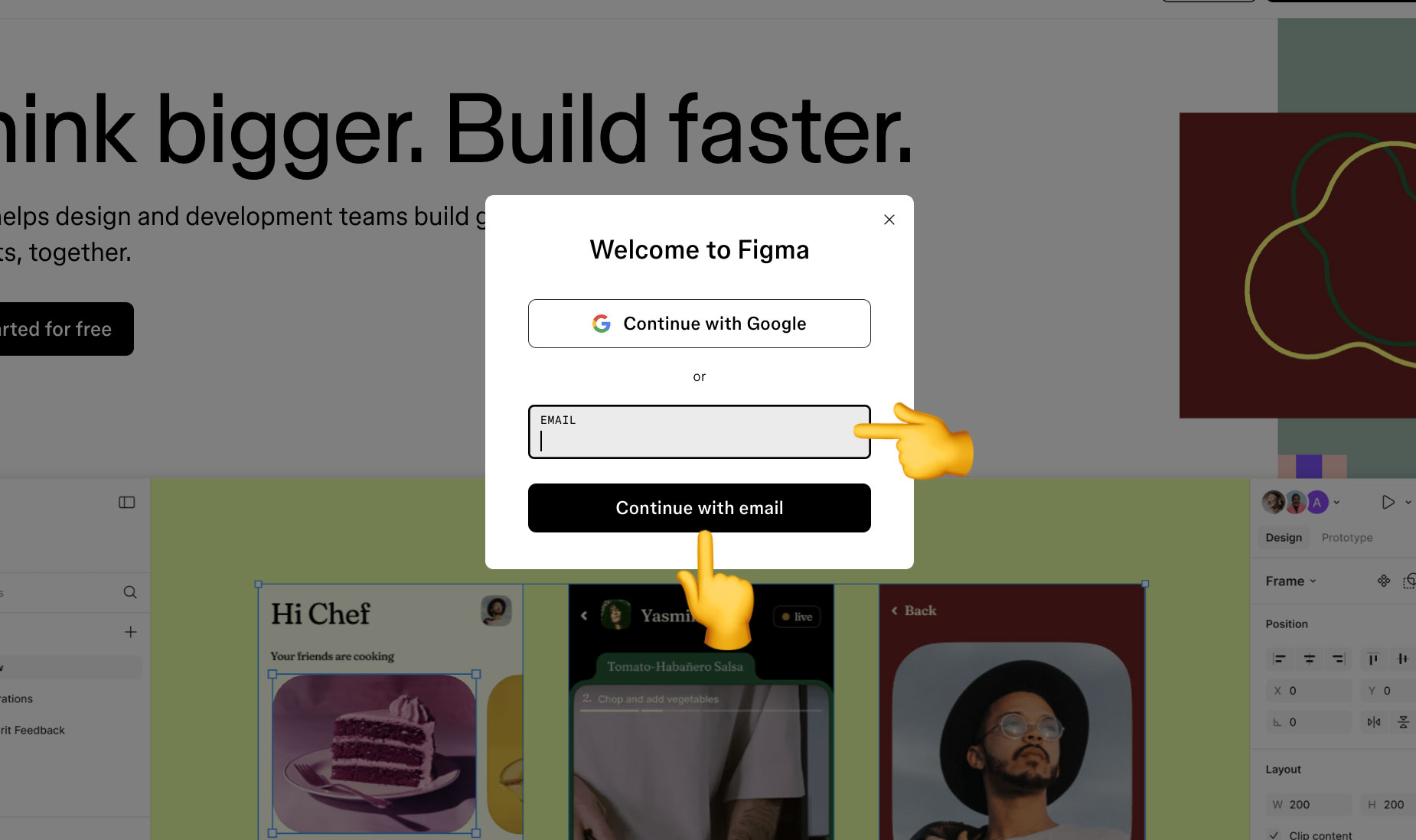 Форма реєстрації на сайті Figma. Крок 1