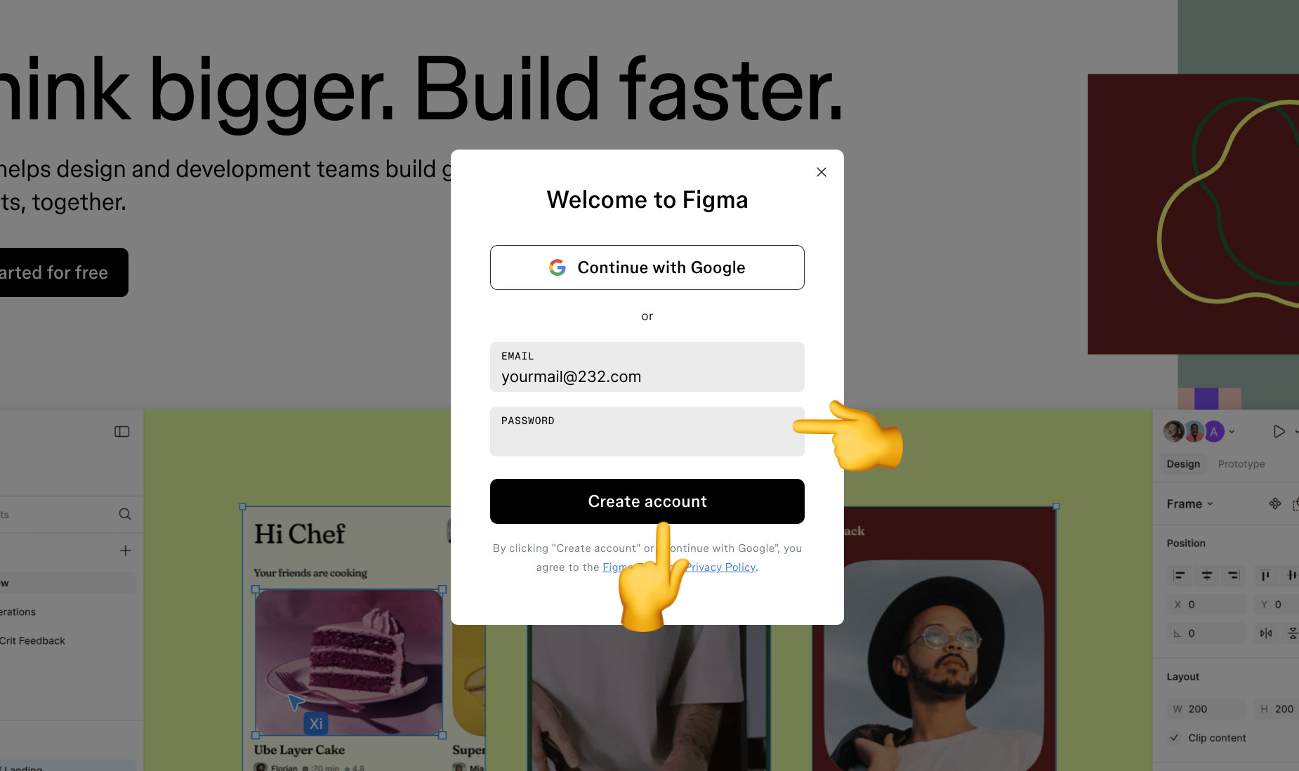 Форма реєстрації на сайті Figma. Крок 2