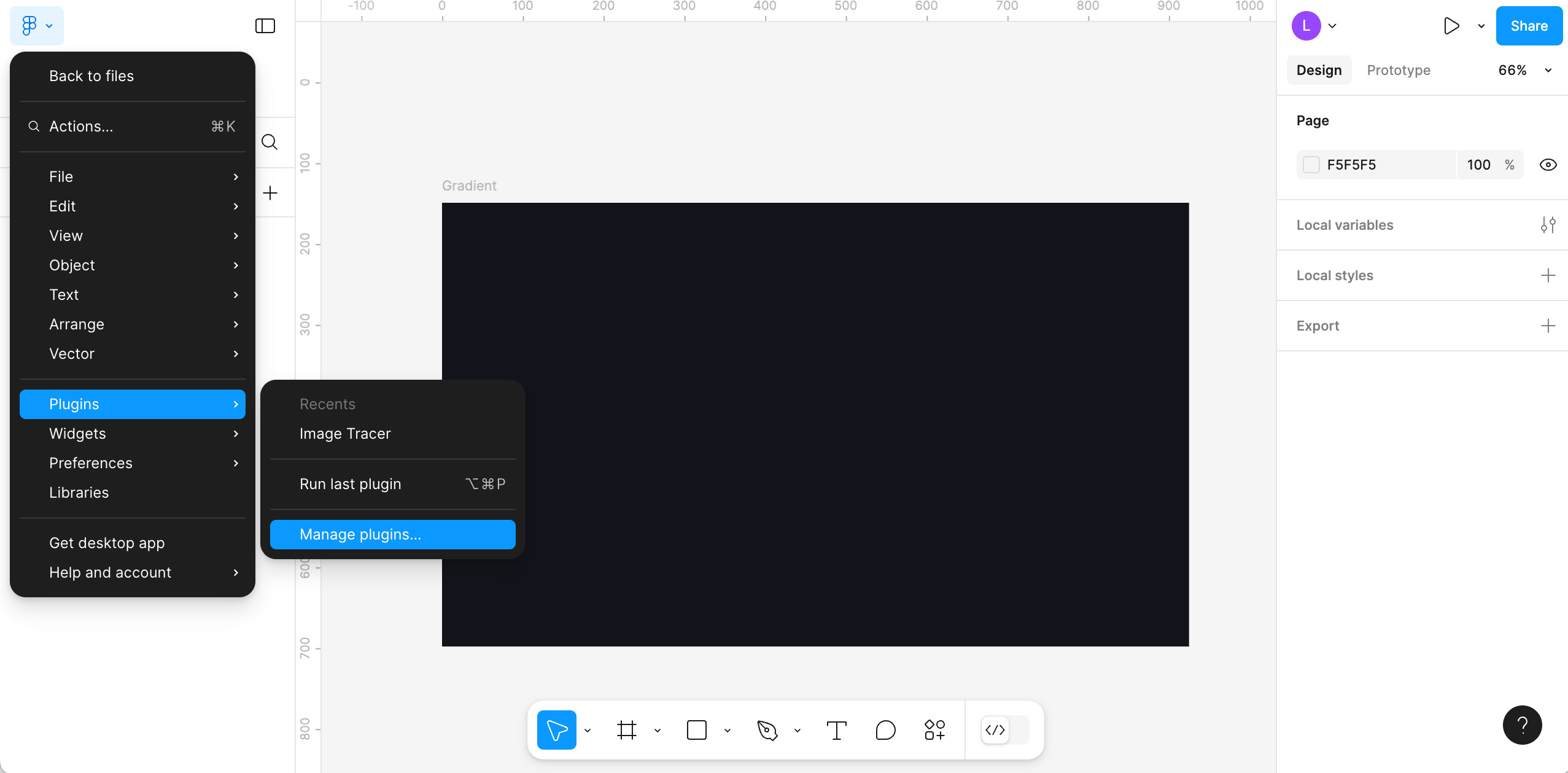 Plugins menu in Figma Plugins menu in Figma