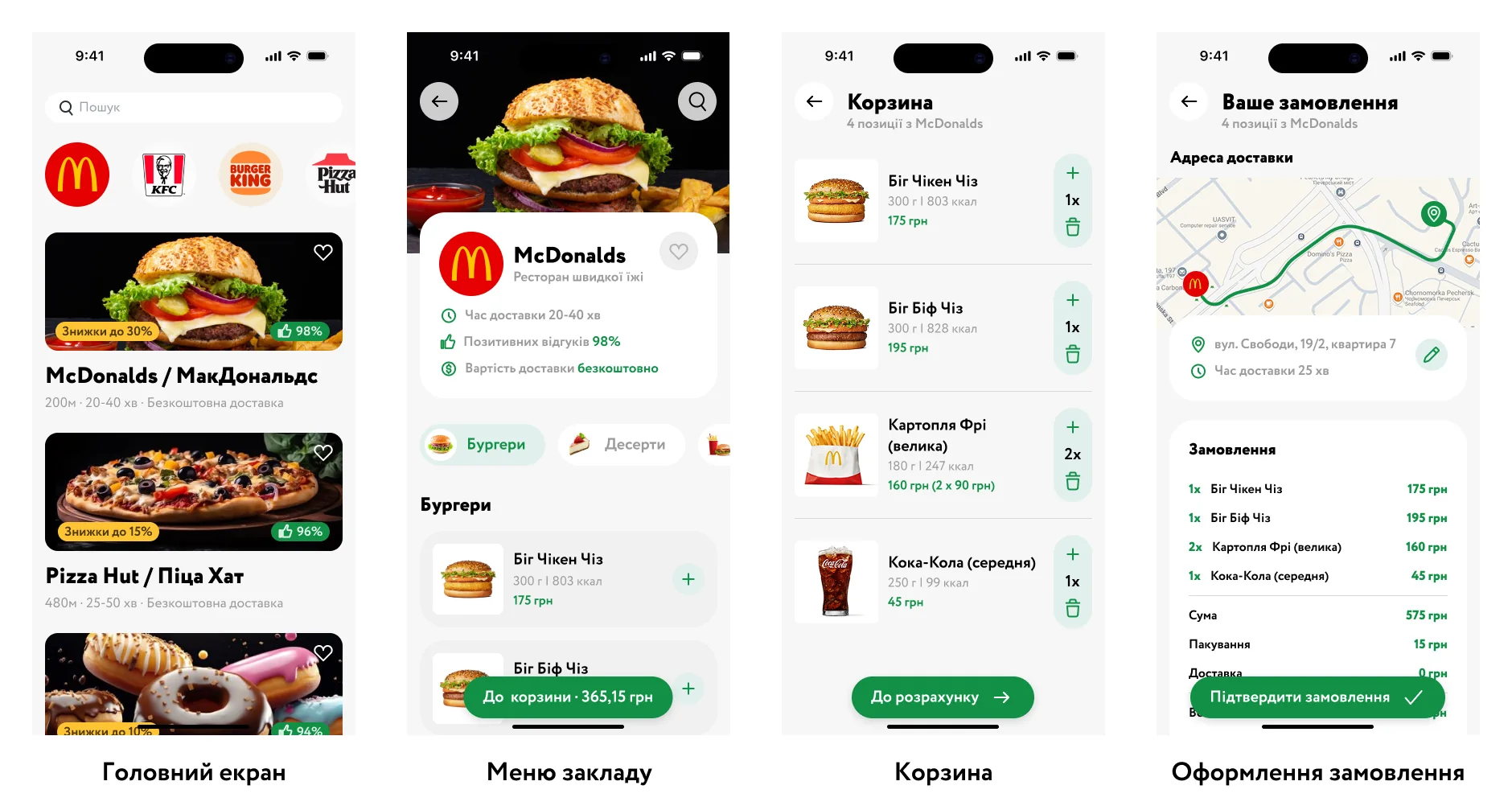 Макеты финального UI-дизайна Final UI-design